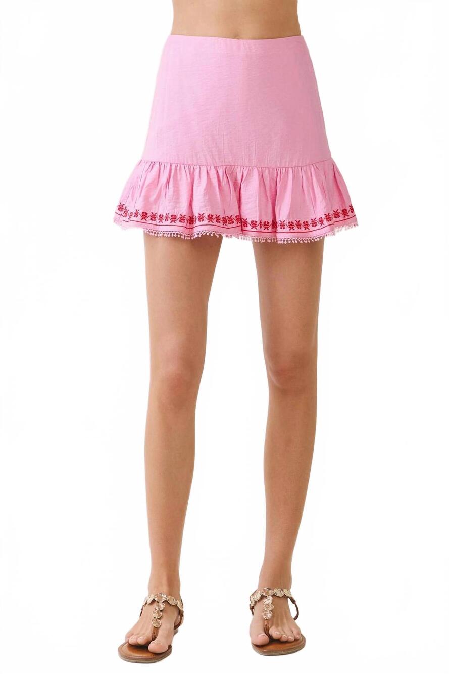 NEW TCEC ruffle hem detail mini skirt in pink